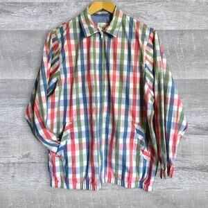Koret Francisca Vintage 90s Lightweight Jacket S Pastel Plaid Coastal Preppy